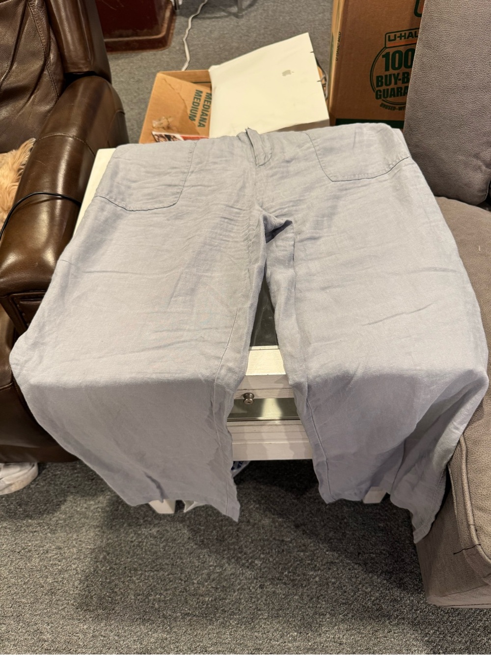 Adrienne Vittadini Light Gray Linen-Blend Men's Chinos